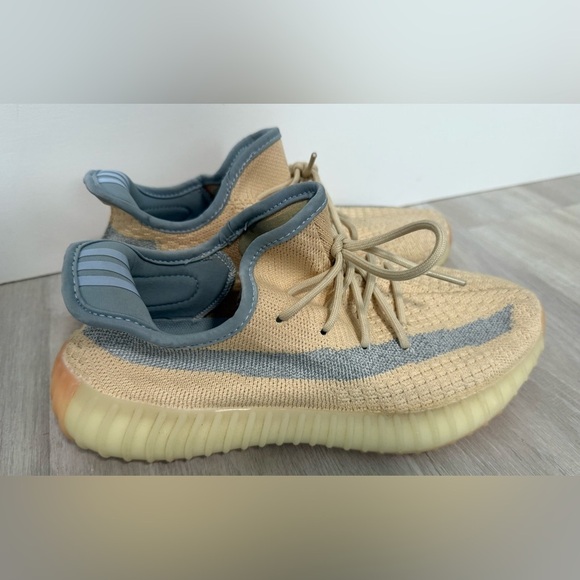 Yeezy x adidas Light Beige Knit Fabric Boost 350 V2 Linen Sneakers Sz 7 - Picture 2 of 11